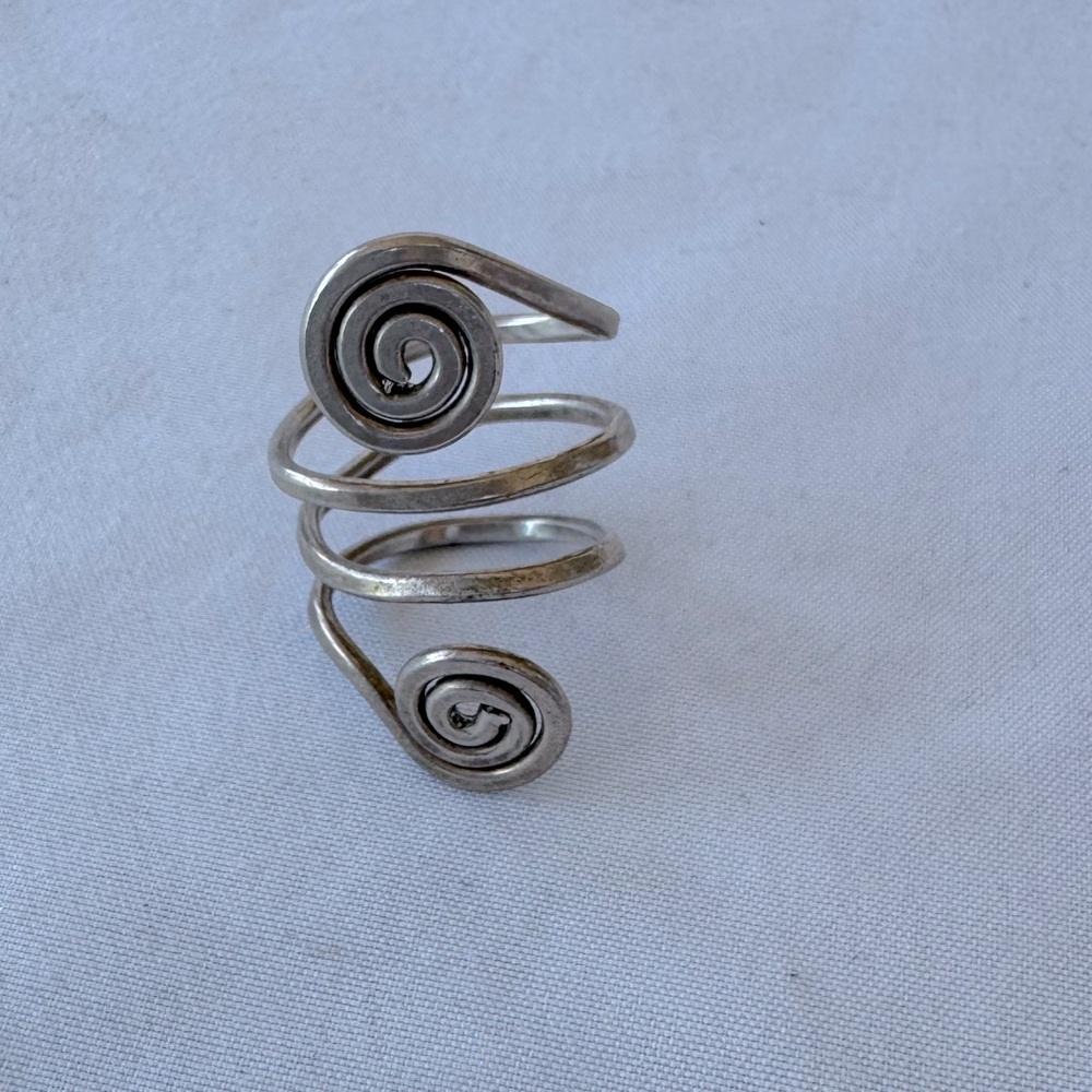 Silver Statement Ring With Spiral Design - image 2